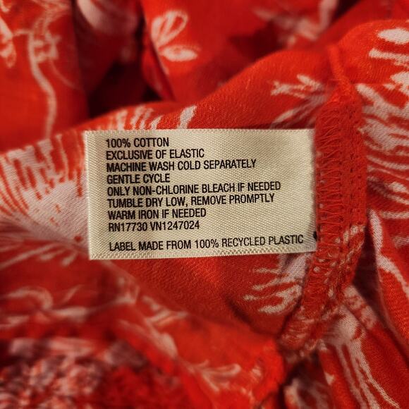 Ava & Viv Womens Orange Pink Floral Smocked Puff Sleeve Blouse Size 3X Beach - Picture 6 of 10